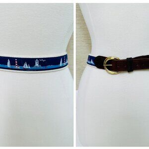 Nautical Sailboat Lighthouse Belt Size 40" Coastal Grandma New England Belt Boat
